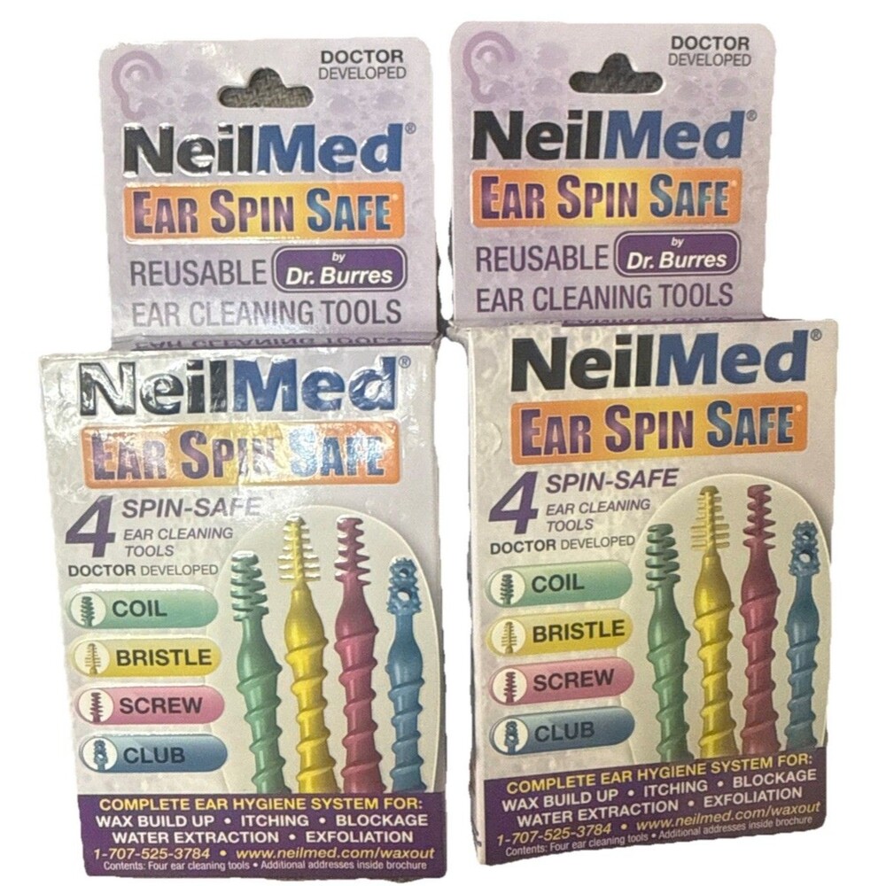 New LOT 2 Pkgs 8 NeilMed Ear Spin Safe Cleaning Tools Wax Build Up Reusable